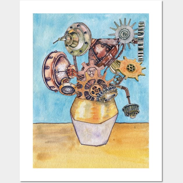 Steampunk style sunflowers van gogh style Wall Art by victoriazavyalova_art